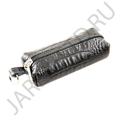 Ключница с молитвой "Да воскреснет Бог", на молнии, кожа, цвет черный.Арт.ИК-5523/черн