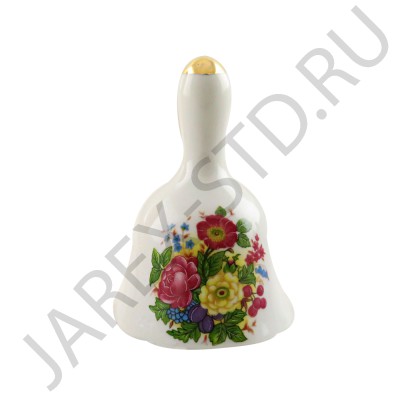 Колокольчик с цветами, керамика; h10,5.Арт.КК-Ц-7