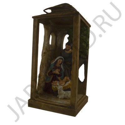 Рождественский вертеп-фонарь "Святое семейство", полистоун; h35.Арт.КРХ-180672
