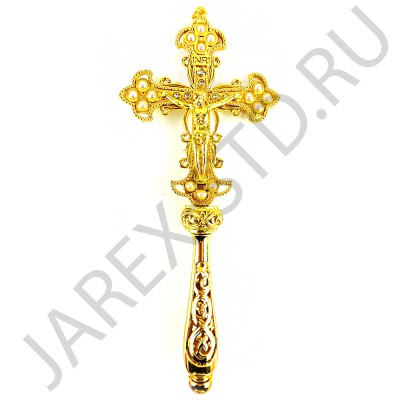 Крест напрестольный «Ажурный», камни, золочение, 26 см