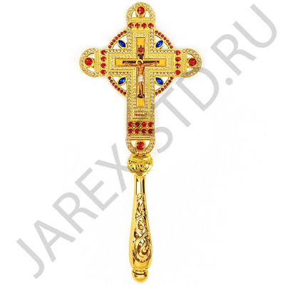 Крест напрестольный, золочение, камни, эмаль, 30 см
