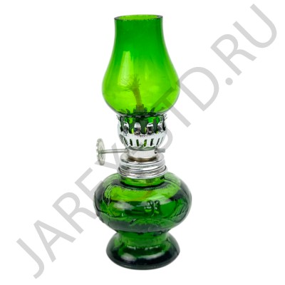 Лампа керосиновая, стекло, зеленая,  h 11.Арт.ЛМ(11D-7309-10А)