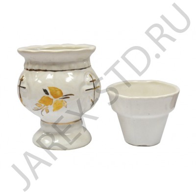 Набор настольная лампада "Бочонок", стакан, керамика, белая с золотом; h11.Арт.КБЗ-020