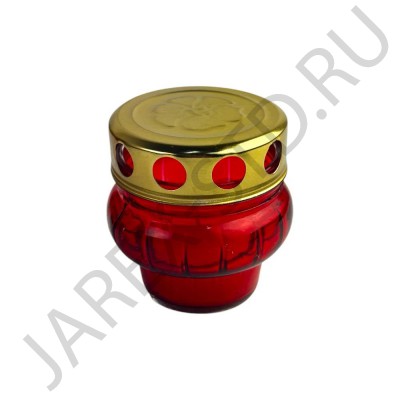 Лампада неугасимая, металлическая крышка, стекло, красная, 8 см