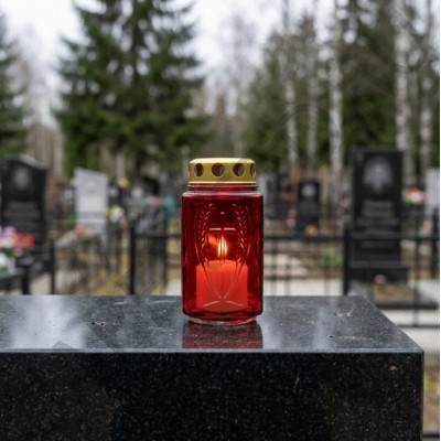 Лампада неугасимая, стекло, металлическая крышка, красная, 12,5 см