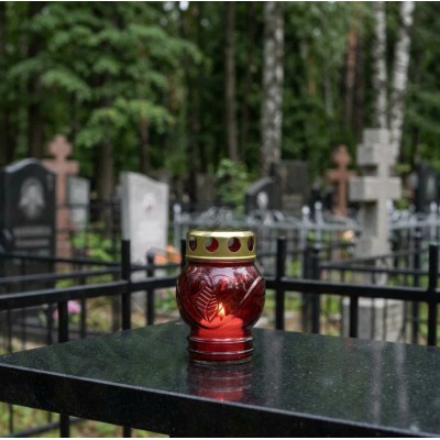 Лампада неугасимая, стекло, с сердцем, металлическая крышка, красная, 9,2 см
