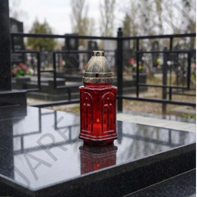 Лампада неугасимая, стекло, пластиковая крышка, красная, 20,5 см