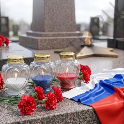 Лампада неугасимая, стекло, металлическая крышка, цветной парафин, микс триколор, 16,5 см