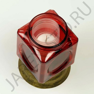Лампада неугасимая, стекло, пластиковая крышка, красная, 30,5 см
