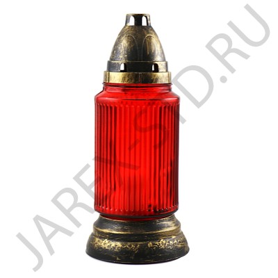 Лампада неугасимая, стекло, пластиковая  крышка, красная; h25.Арт.S-077w/XR