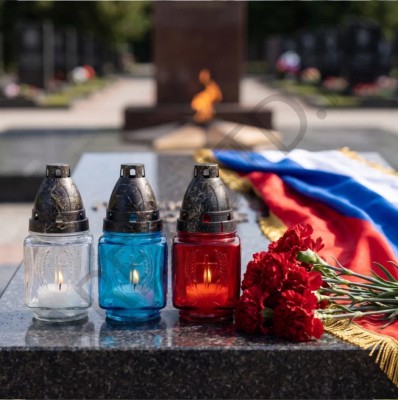 Лампада неугасимая, стекло, с крестом, пластиковая крышка, микс триколор, 14 см