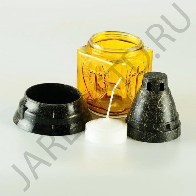 Лампада неугасимая, стекло, с крестом, пластиковая крышка, подставка, микс, 16,5 см