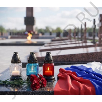 Лампада неугасимая, стекло, с крестом, пластиковая крышка, подставка, микс триколор, 16,5 см