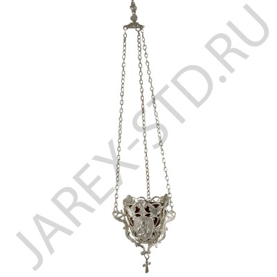 Подвесная лампада, цветное стекло, металлическая оправа, серебро; h10,5.Арт.ЛП-М001/С