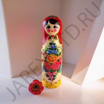 Матрешка традиционная , с росписью "Футляр для бутылки, 0,5", высота 33см, диаметр 9см.Арт.М-10113