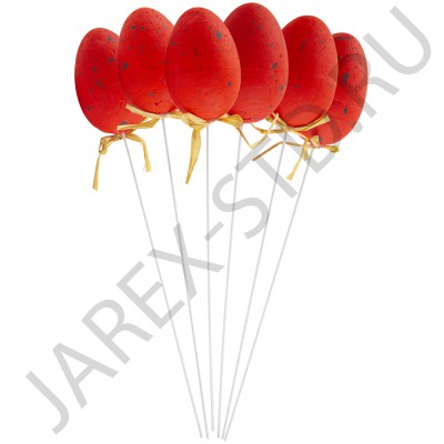 Набор пасхальный "Яйца на палочке", красные, 6 штук; h6.Арт.ПК-Я-018