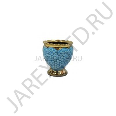 Настольная лампада "Благовест", керамика, голубая с золотом; h7,5