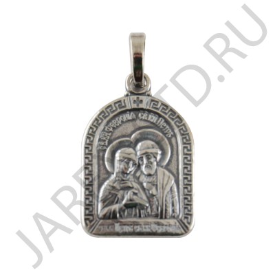 "Пётр и Феврония", нательная икона(образок), серебрение.Арт.ОНП/110