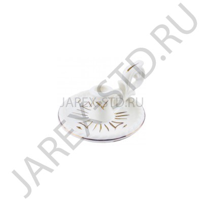 Подсвечник "Блюдце", керамика, белый с золотом; h3.Арт.КБЗ-006