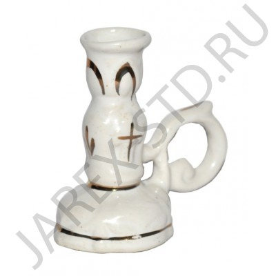 Подсвечник "Ферзь", керамика, белый с золотом; h6.Арт.КБЗ-003