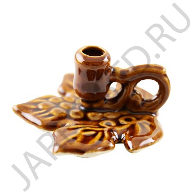 Подсвечник "Лист", керамика, цвет коричневый; h3,5.Арт.КЦ-026/кор