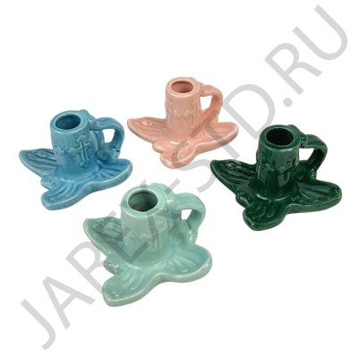 Подсвечник "Лист", керамика, цвет в ассортименте; h6,7.Арт.КЦ-Л/6006