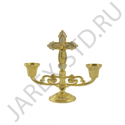 Подсвечник "Крест", 2-х рожковый, металл; h13.Арт.ПМ-164-1A