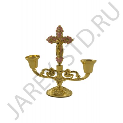 Подсвечник "Крест", 2-х рожковый, металл; h13.Арт.ПМ-164-1A