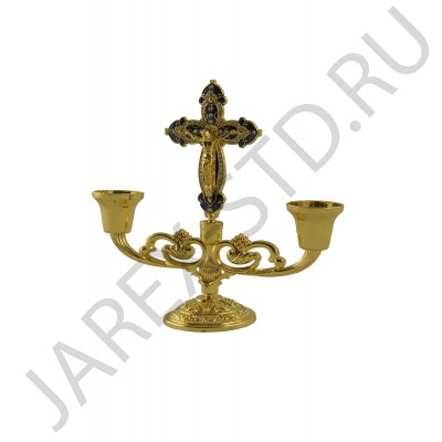 Подсвечник "Крест", 2-х рожковый, металл; h13.Арт.ПМ-164-1A