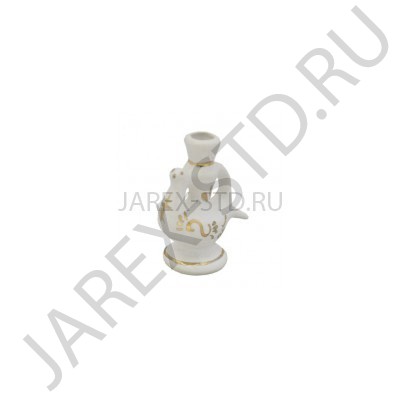 Подсвечник "Птичка", керамика, белый с золотом; h4.Арт.КБЗ-028
