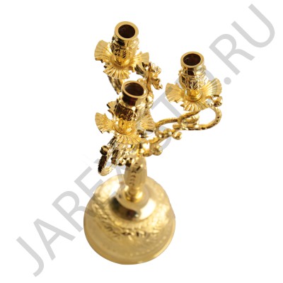 Подсвечник "Трикирий", латунь, золочение; h29.Арт.ПД-570/3E
