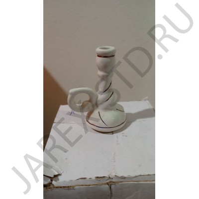 Подсвечник "Вьюн", керамика, белый с золотом; h6,5.Арт.КБЗ-010