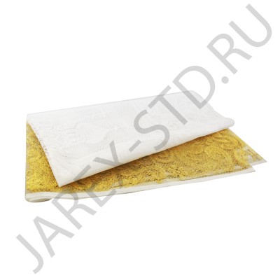 Покрывало ритуальное, золотая кайма, тюль, цвет белый; 200*110.Арт.ТР-0056