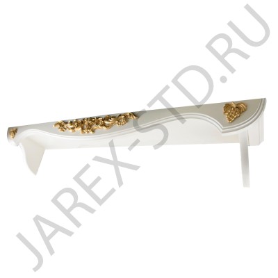 Полка для икон деревянная прямая, резная, цвет белый; 10*60.Арт.ПИ-Пр-60/б
