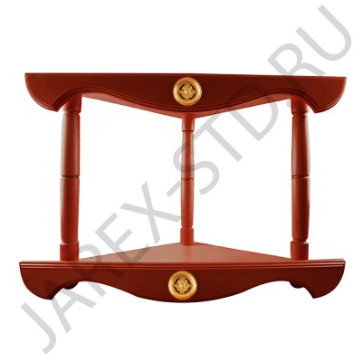 Полка для икон деревянная угловая, 2-х ярусная, резная, сборная, цвет темный; 32*60.Арт.ПИ-УД-033844/Т