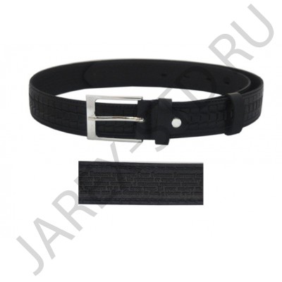 Ремень  с молитвой , кожа, цвет черный; 3,5*120.Арт.ИК-С12Ч