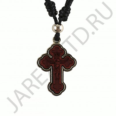 Православный нательный крест с гайтаном, металл, дерево; h4.Арт.КН-4879-21