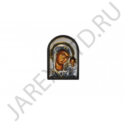 Икона "Казанская", арочная, риза металл, рамка пластик, напыление серебро&золото&цв.эмаль; 4*6.Арт.И-ГР-1106-2OXC