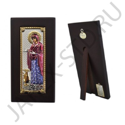 Икона "Геронтисса", прямоугольная, риза металл, рамка тёмный мдф; напыление серебро&золото&цветная эмаль; 6*12.Арт.И-ГР-1202ЕХ-С
