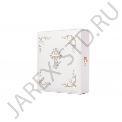 Складень "Спаситель - Казанская", белая экокожа с вышивкой, рамка багет, полиграфия; 18*21.Арт.СК-Б-44524