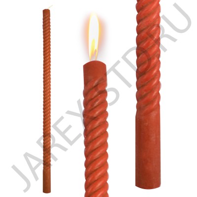 Свеча восковая витая,красная; h40.Арт.СВВ-40/кр