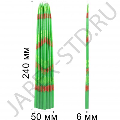 Зелёные Иерусалимские свечи, обожжённые Благодатным огнём.Пучок 33 штуки; h24.Арт.С-И-1/З
