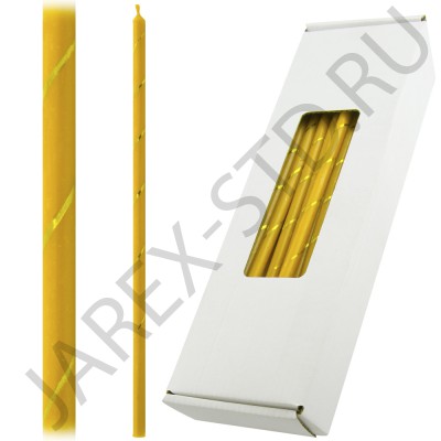 Набор праздничных жёлтых воскосодержащих свечей №30 (50 шт. в упаковке).Арт.СВП-30Ж